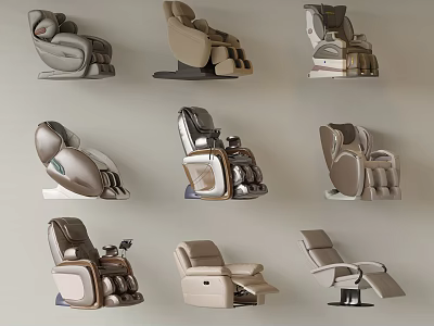 Various Styles Of Massage Chairs With Modern Design And Comfortable Features 3d model