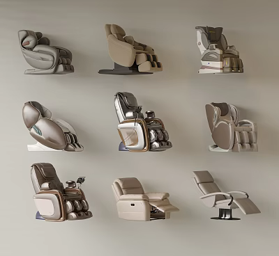 Various Styles Of Massage Chairs With Modern Design And Comfortable Features 3d model