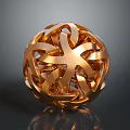 Golden Hollow Sphere Decorative Sculpture With Intricate Interlaced Design