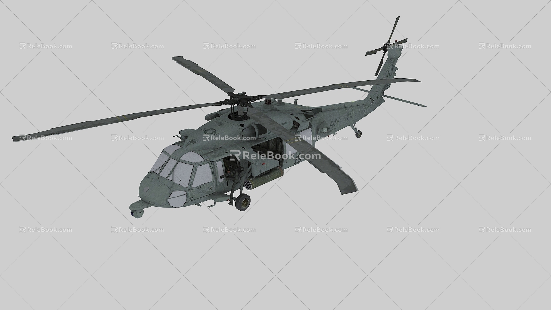 US MH60S Helicopter US Navy Gunship Transport Helicopter Military Helicopter Carrier 3d model