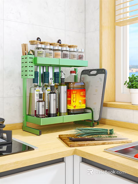 Green Multi tier Bathroom Cabinet Shelf For Toiletries Storage And Organization 3d model 