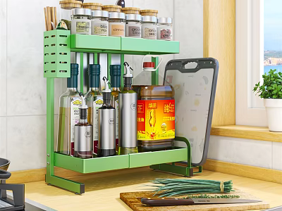 Green Multi tier Bathroom Cabinet Shelf For Toiletries Storage And Organization 3d model