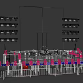 Performance Stage Setup With Green Screen Lighting Rigs And Safety Barriers 3d model