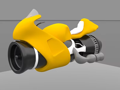 Yellow Stylish Toy Motorcycle With Unique Shape And Black Wheels Design 3d model