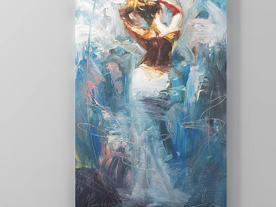 Abstract Female Figure Painting With Blue Tones Expressive Brushstrokes And Dynamic Composition 3d model