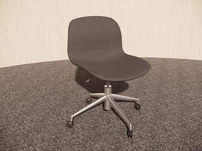 Black Modern Office Chair With Curved Backrest Seat And Silver Metal Base Wheels 3d model