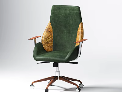 Modern Study Office Chair Leather Office Chair Boss Chair Lift Chair Universal Wheel Chair Green Leather Chair 3d model