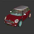 Red Compact Car With Black Roof Modern Design And Reflective Surface 3d model