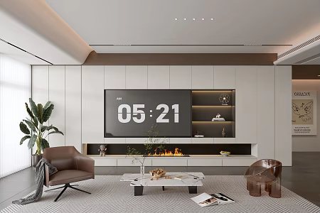 Modern Cream Style Living Room Light Luxury TV Background Wall Combination Coffee Table Sofa Background Wall 3d model