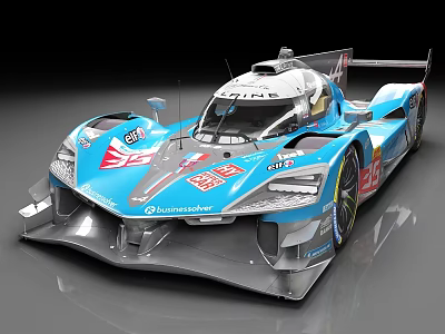 Blue Le Mans Style Race Car With Aerodynamic Body And Rear Spoiler 3d model