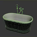 Modern Black And White Bathtub With Black Faucet And Shower Head