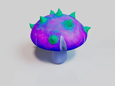 Vibrant Mushroom With Purple Pink Cap Green Spikes And White Stem 3d model