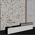 Elegant Reception Desk With Marble Walls Crystal Chandelier And Decorative Panel Design
