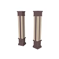 Traditional Carved Columns With Beige Panels And Dark Brown Decorative Bases