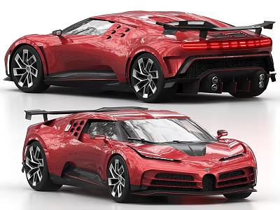 Red Luxury Sports Car With Sleek Aerodynamic Design And Sporty Rear Spoiler 3d model