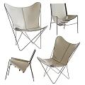 Modern Leather Butterfly Shaped Leisure Chair With Metal Frame And Ergonomic Design