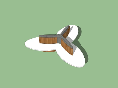 Modern Outdoor Chair With Wooden Seat And White Petal Shaped Structure 3d model