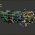 Vintage Olive Green Military Truck With Six Wheels And Open Railed Cargo Bed