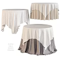 Functional Round Table With Decorative Tablecloths In Various Patterns And Textures 3d model