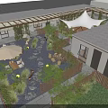 Modern Courtyard Garden Landscape Design With Natural Stepping Stone Path And Comfortable Outdoor Leisure Areas