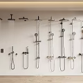Various Modern Shower Heads Including Rainfall And Handheld Wall Mounted Designs 3d model