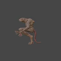 Eerie Emaciated Fantasy Creature With Long Limbs Rough Skin And Crouching Posture