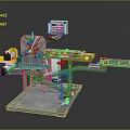 Yellow Gray Industrial Machinery With Control Panel Conveyor Belt And Mechanical Arm For Manufacturing Processing