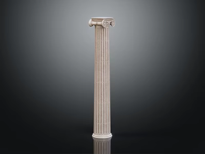 Classical Roman Column with Fluted Shaft and Corbelled Capital in Marble Architectural Design 3d model
