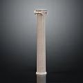 Classical Roman Column with Fluted Shaft and Corbelled Capital in Marble Architectural Design