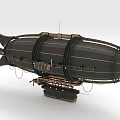 Vintage Airship Model With Green Brown Color Metal Frame And Propeller Design
