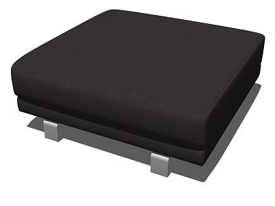 Modern Black Square Fabric Sofa Stool With Comfortable Cushion And Metal Legs 3d model