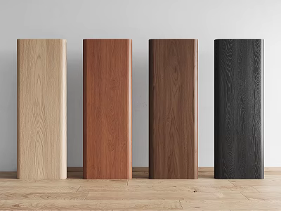 Wooden Wall Panels In Various Colors With White Wall And Wooden Floor 3d model