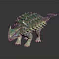 Realistic Green Ankylosaurus Dinosaur Model With Spiked Back And Horned Head
