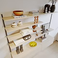 Modern Wall Mounted Shelf Unit with Multiple Shelves Drawers Books and Decorative Items