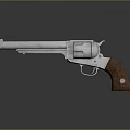 Classic Revolver With Silver Metal Body Wooden Grip And Reflection On Black Surface