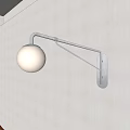 Modern Wall Sconce With Metal Arm And White Round Glass Shade Design