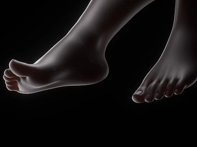 Elegant Woman's Feet With Smooth Skin And Detailed Toes On Black Background 3d model
