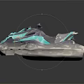 Sleek Modern Jet Ski In Teal And Gray With 3D Rendered Streamlined Design 3d model