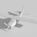 Blue and White Passenger Plane Parked on Gray Ground Under Cloudy Sky 3d model