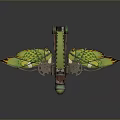 Futuristic Cosmic Spacecraft With Green Yellow Wings Transparent Cockpit And Unique Design