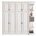 Classic White Wardrobe Interior Design With Side Shelves And Decorative Storage 3d model
