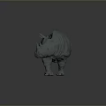 Detailed 3D Rhinoceros Model In Gray With Realistic Texture And Form