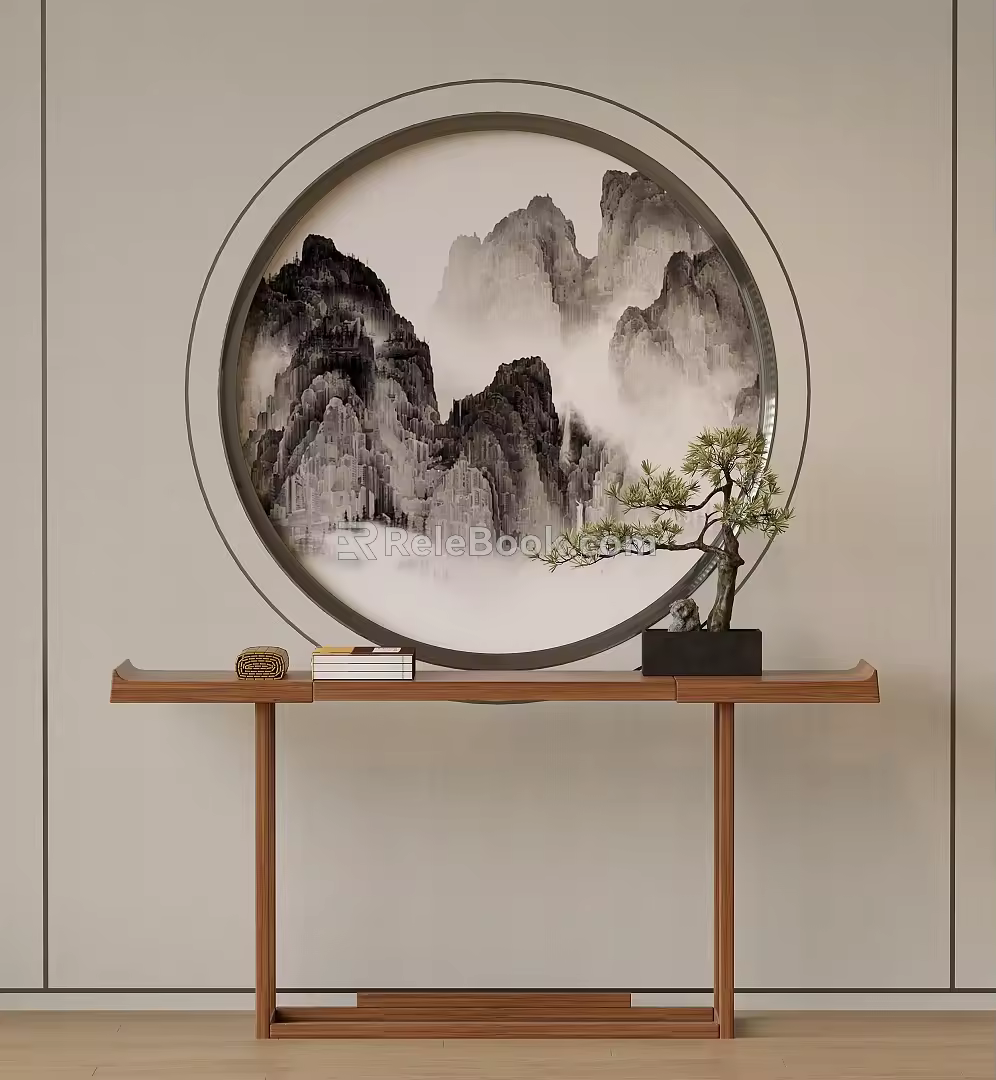 New Chinese Style End View Table Entrance Cabinet Potted Plant Decorative Cabinet End View Table 3d model