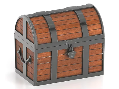 Vintage Wooden Chest With Black Metal Bands Secure Lock And Decorative Handles 3d model Vintage Wooden Chest With Black Metal Bands Secure Lock And Decorative Handles 3d model