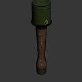 Green Cylindrical Object With White Triangle Logo And Wooden Handle
