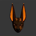 Anubis Mythical Creature Head With Tall Ears Orange Red Lava Texture And Glowing Patterns 3d model