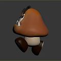 Orange Mushroom Cartoon Character with Angry Eyebrows Sharp Teeth and Walking Pose Design 3d model