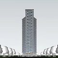 Modern Urban High Rise Buildings With Glass Facades And Balconies In Three