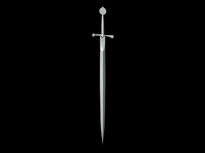 Medieval Silver Sword With Classic Hilt Crossguard And Sharp Blade Against Black Background 3d model