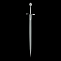 Medieval Silver Sword With Classic Hilt Crossguard And Sharp Blade Against Black Background 3d model